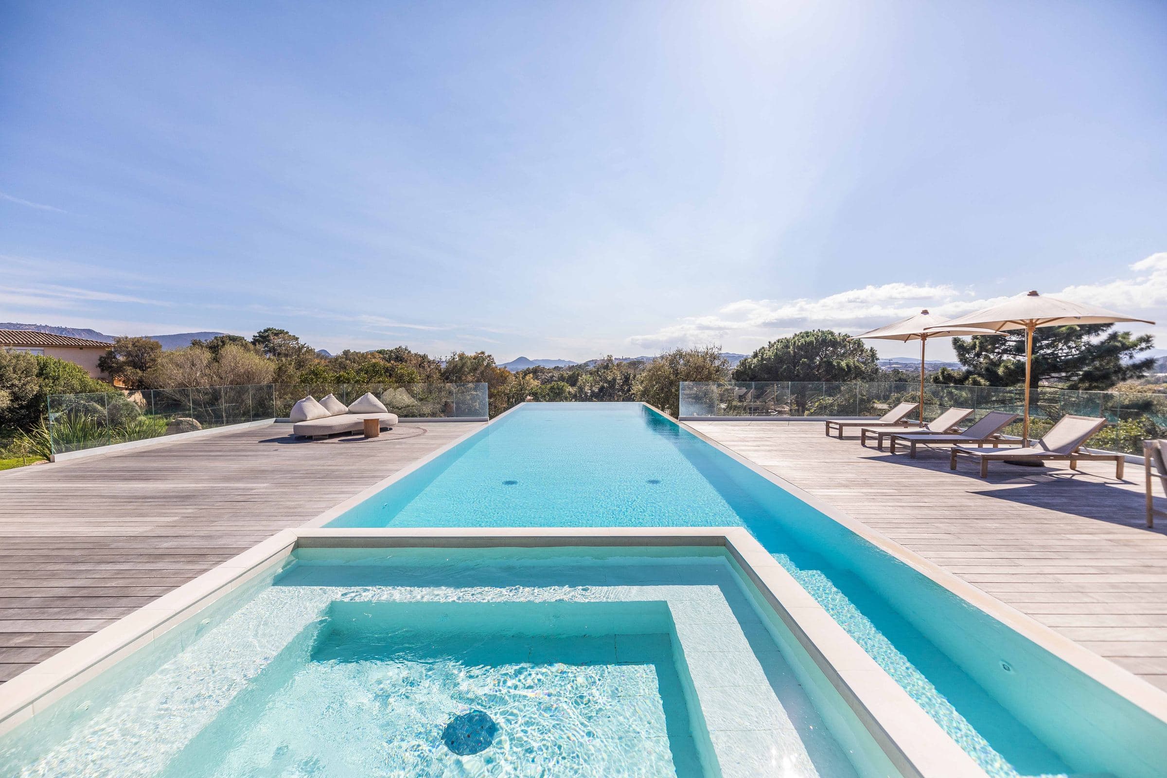 The heated pool and integrated jacuzzi