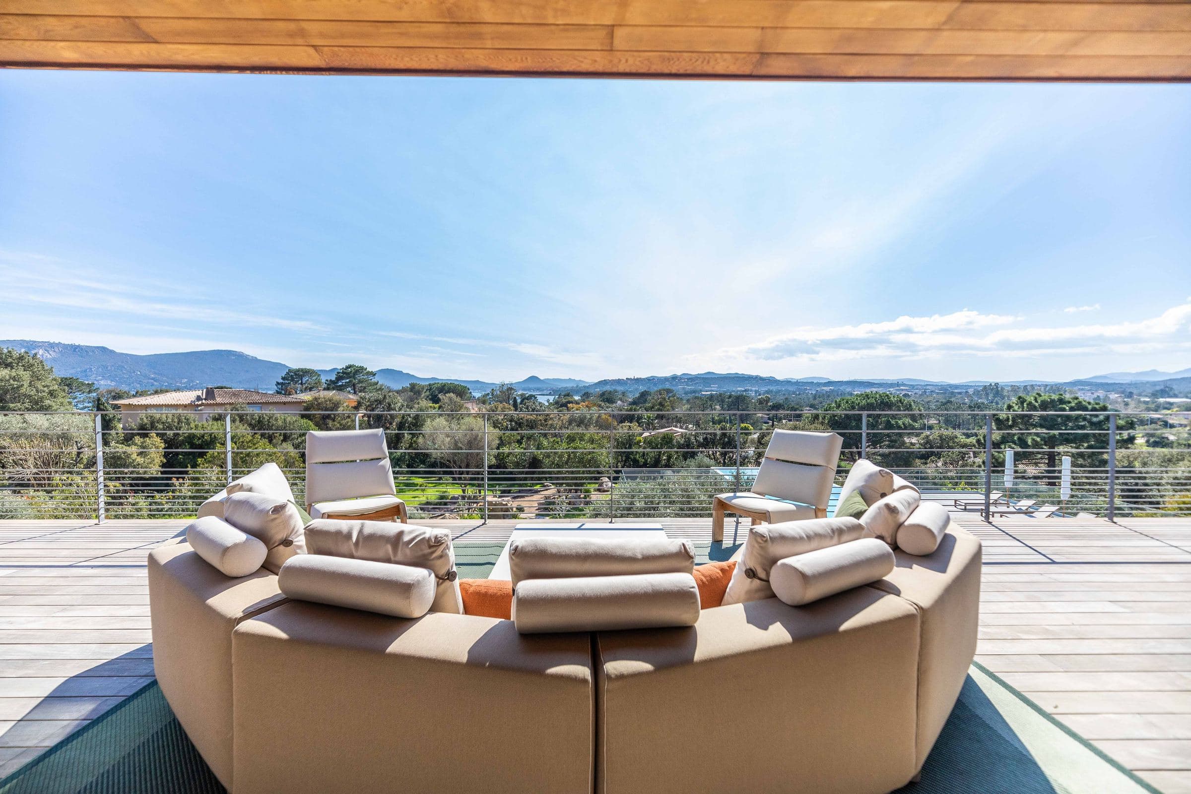 Terrace sofa facing the view